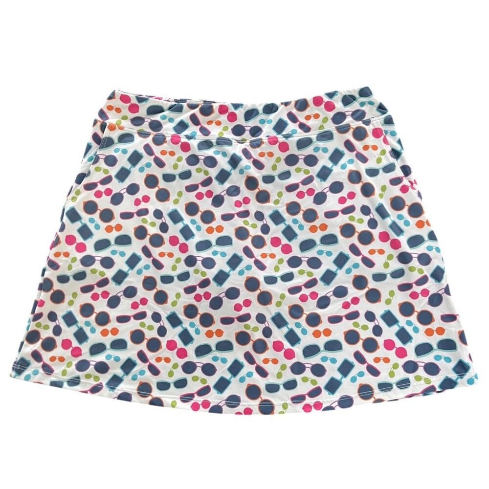 Womens Novelty Sunglasses Print Athletic Skort Size Large Preppy Golf Athleisure